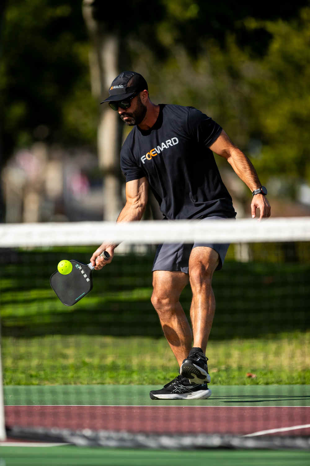 reanol playing pickleball in foeward gear